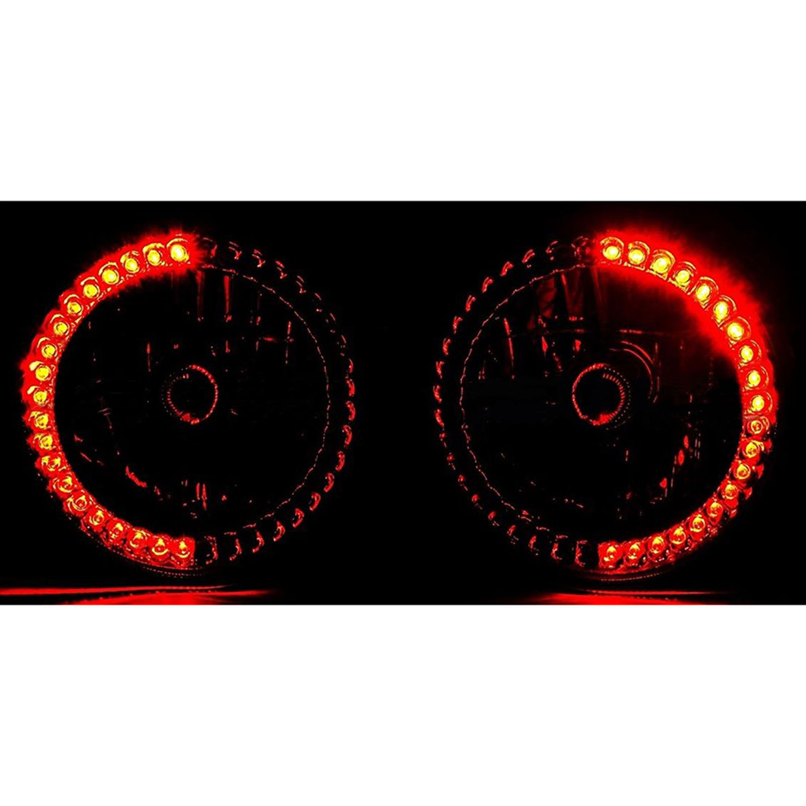 7 Halogen Red Split LED Halo Ring Angel Eye Headlight Headlamp Light