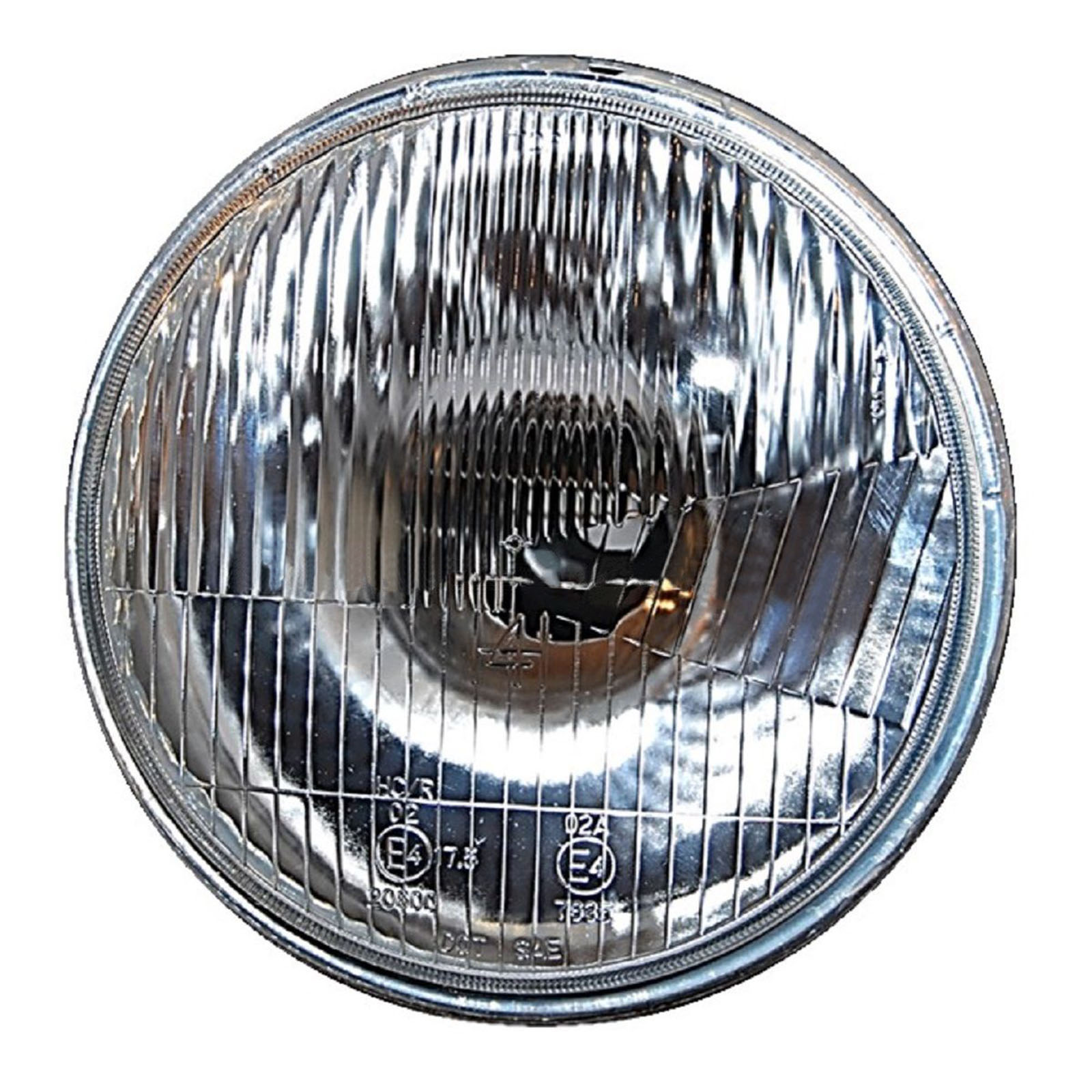 7" Stock Glass Lens/Metal Headlight LED 6K 18/24w H4 Light Bulb