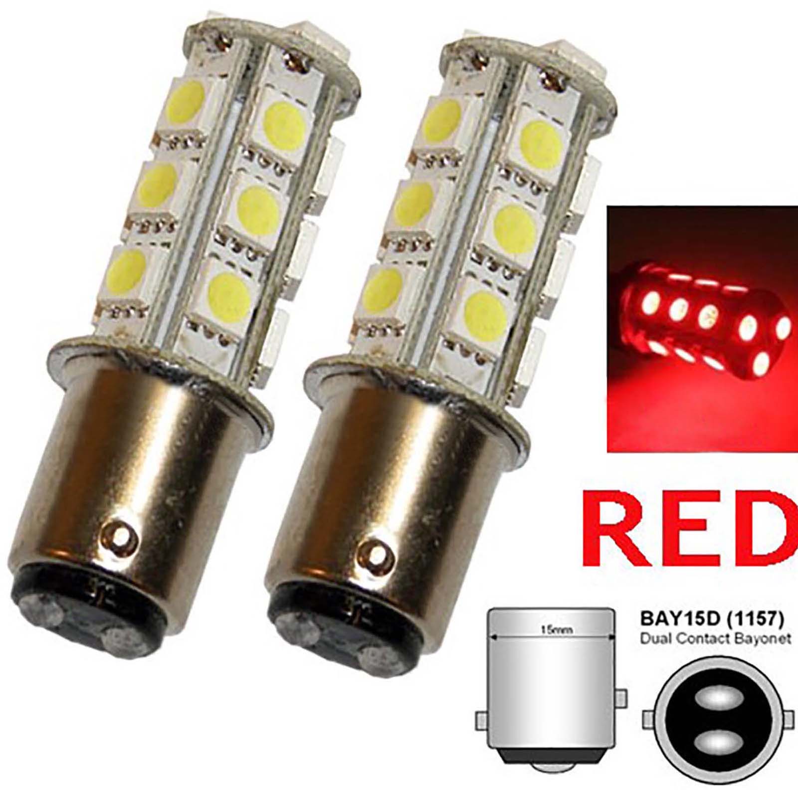 #1157 Red 18 SMD LED 12V Tail Light Rear Brake Stop Turn Signal Lamp ...