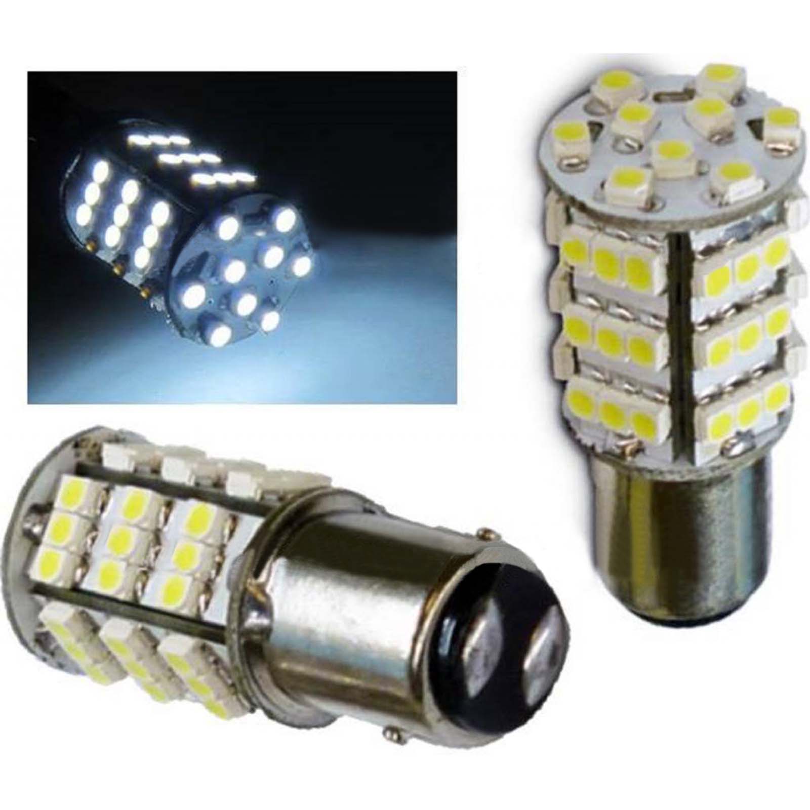 White LED #1157 12 Volt Tail Light Brake Stop Turn Signal Lamp Bulbs 54 ...