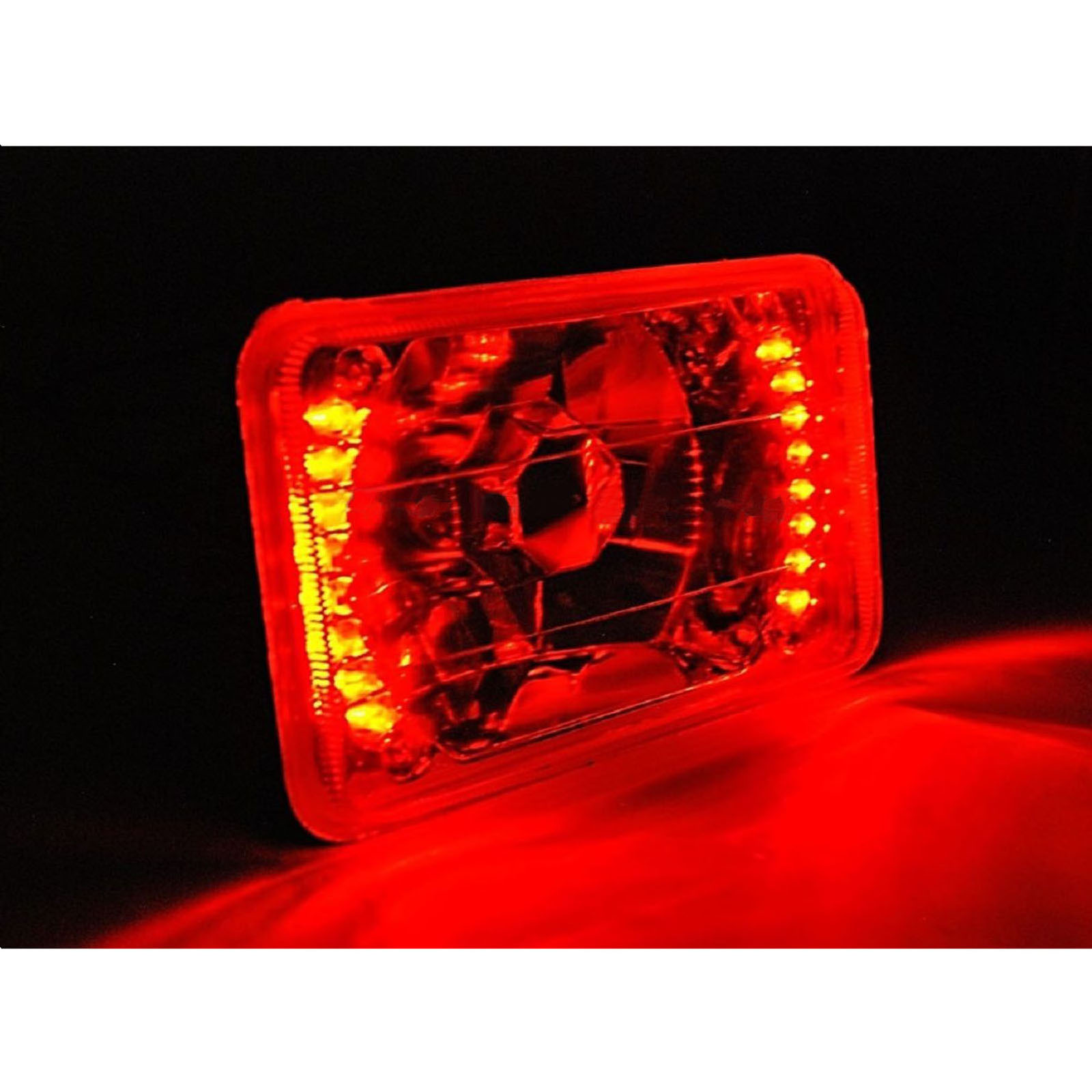 4X6" Red LED Halo Angel Eye Headlight 6K 6000K HID