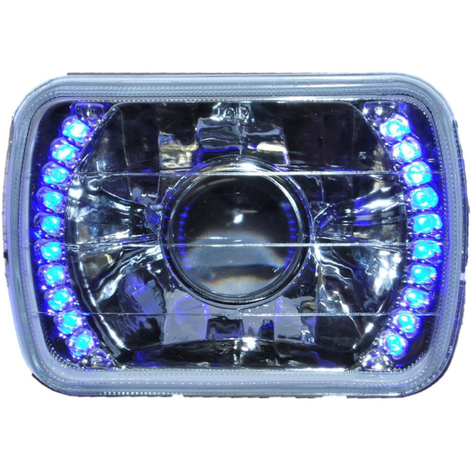 7X6 Blue LED Halo Projector Halogen Crystal Headlights Angel Eye H4 ...