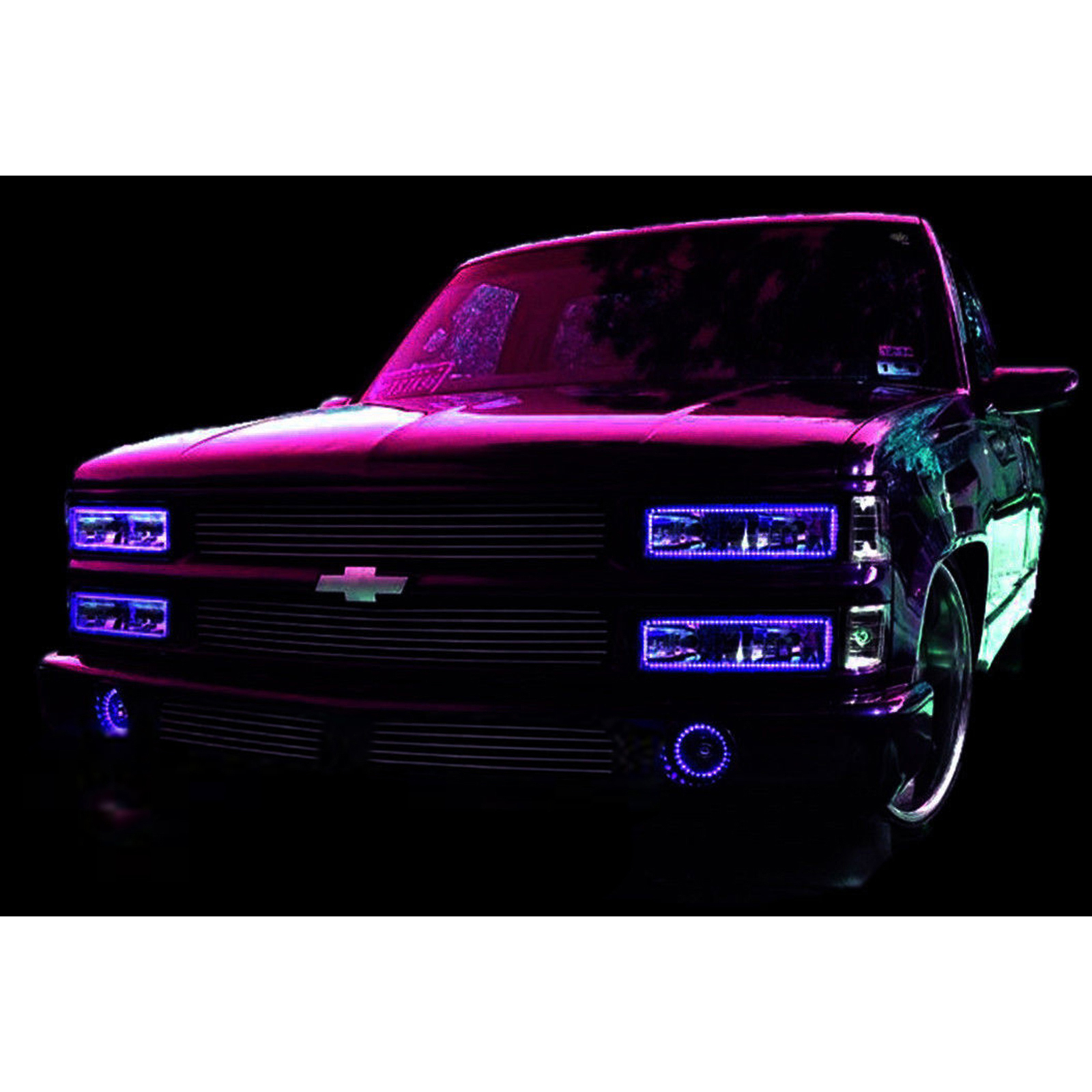 88-98 Chevy GMC Truck Multi-Color Changing LED Shift RGB Headlight Halo ...