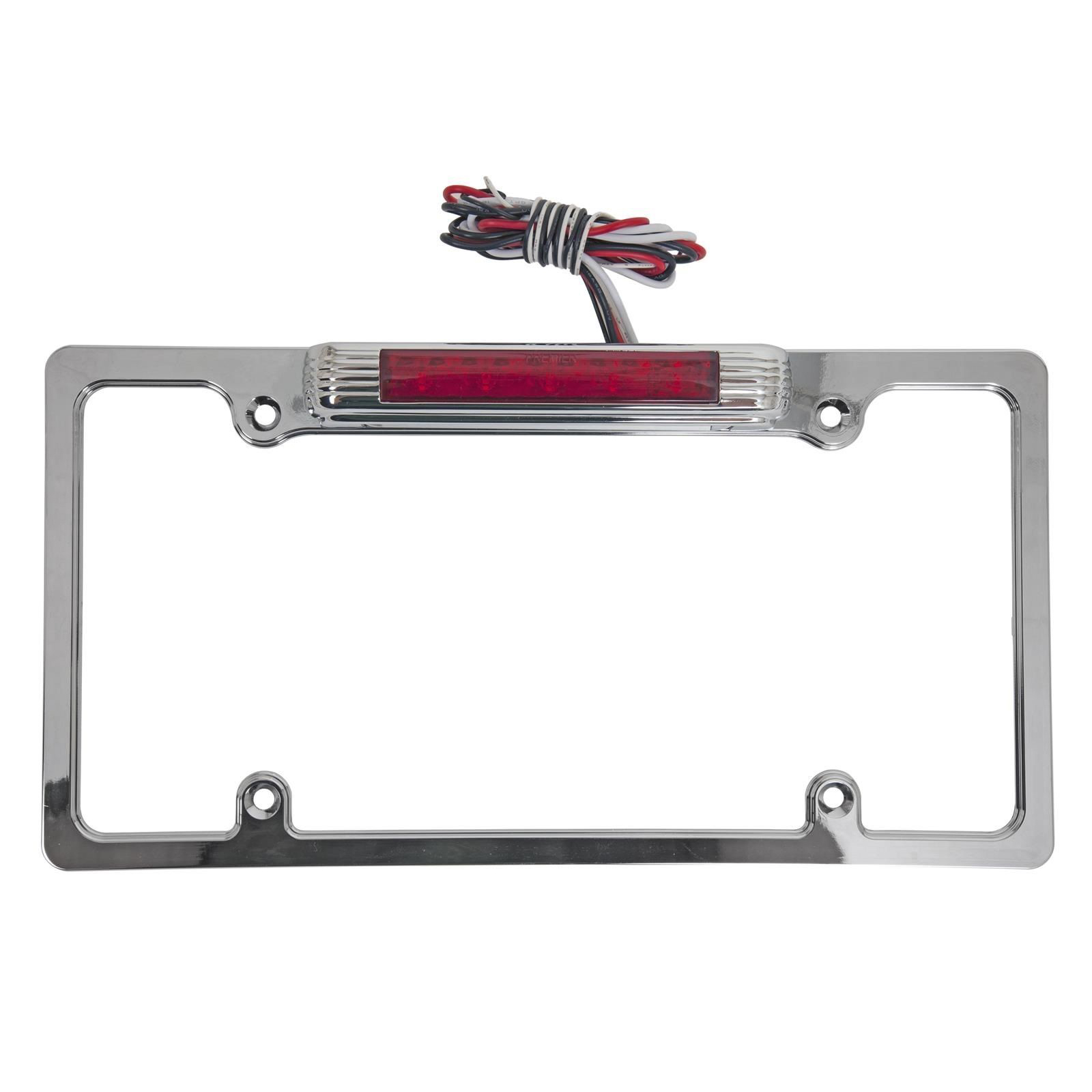 Chrome License Plate Frame w/Red LED Third Brake Light & White LED ...