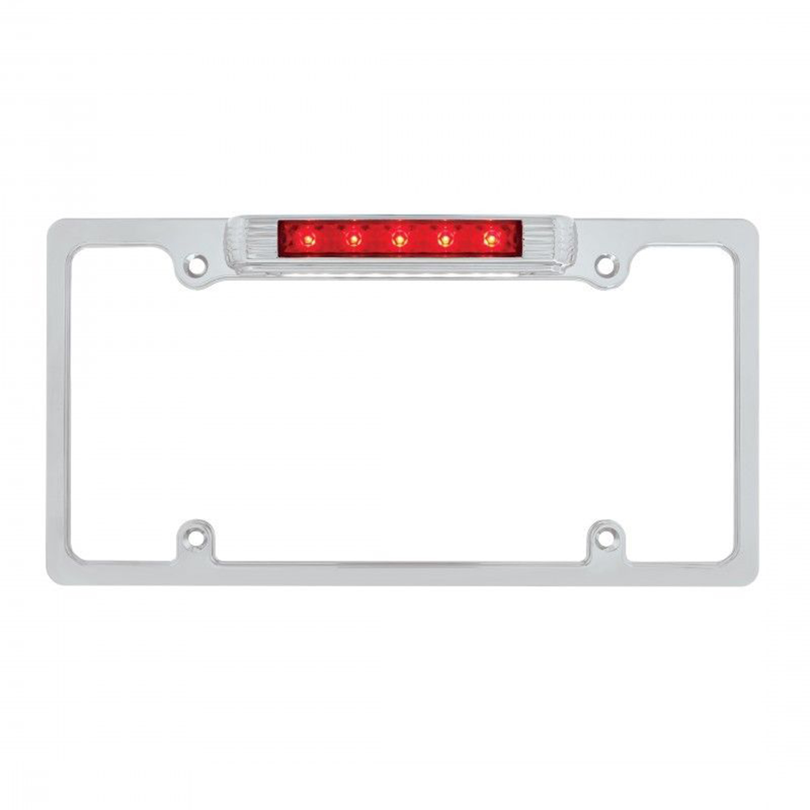 Chrome License Plate Frame w/Red LED Third Brake Light & White LED